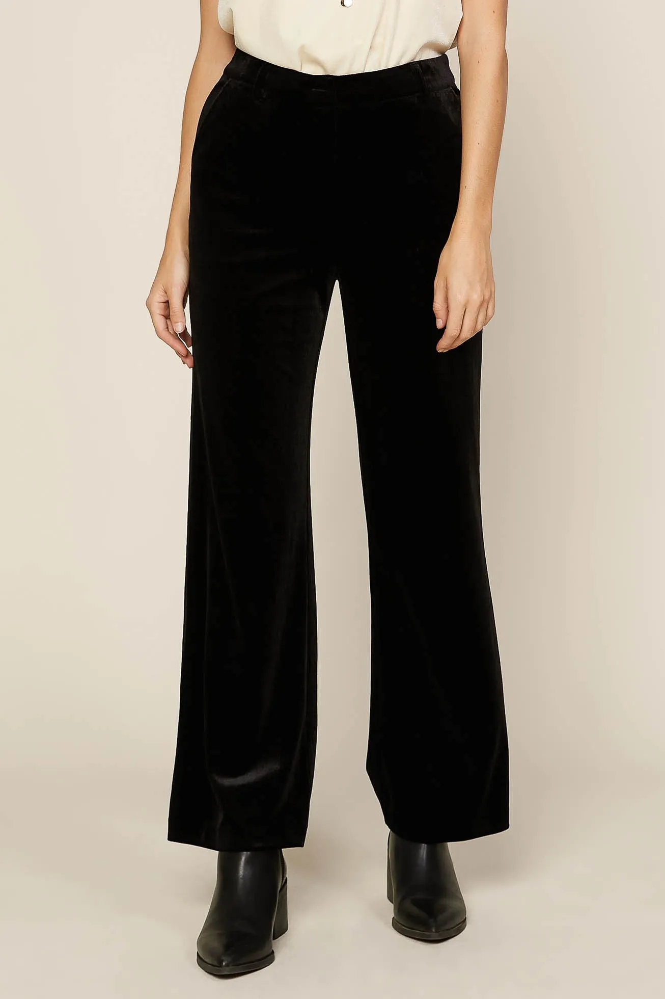 VELVET WIDE LEG PANTS