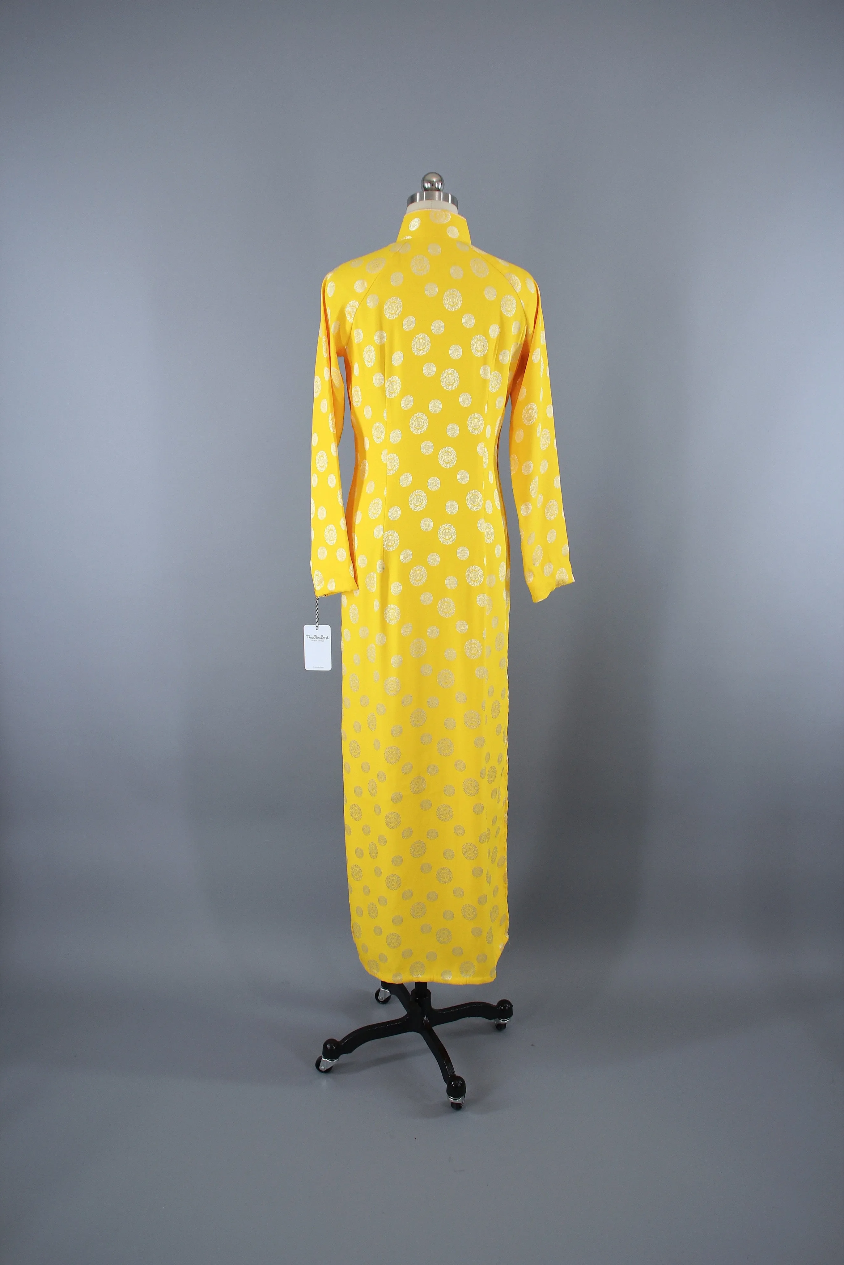 Vintage 1970s Ao Dai Vietnamese Dress / Yellow