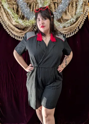 Vintage 80s Black and Red Romper