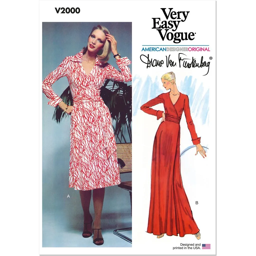 Vogue Pattern V2000 Misses' DVF Wrap Dress by Diane Von Furstenberg