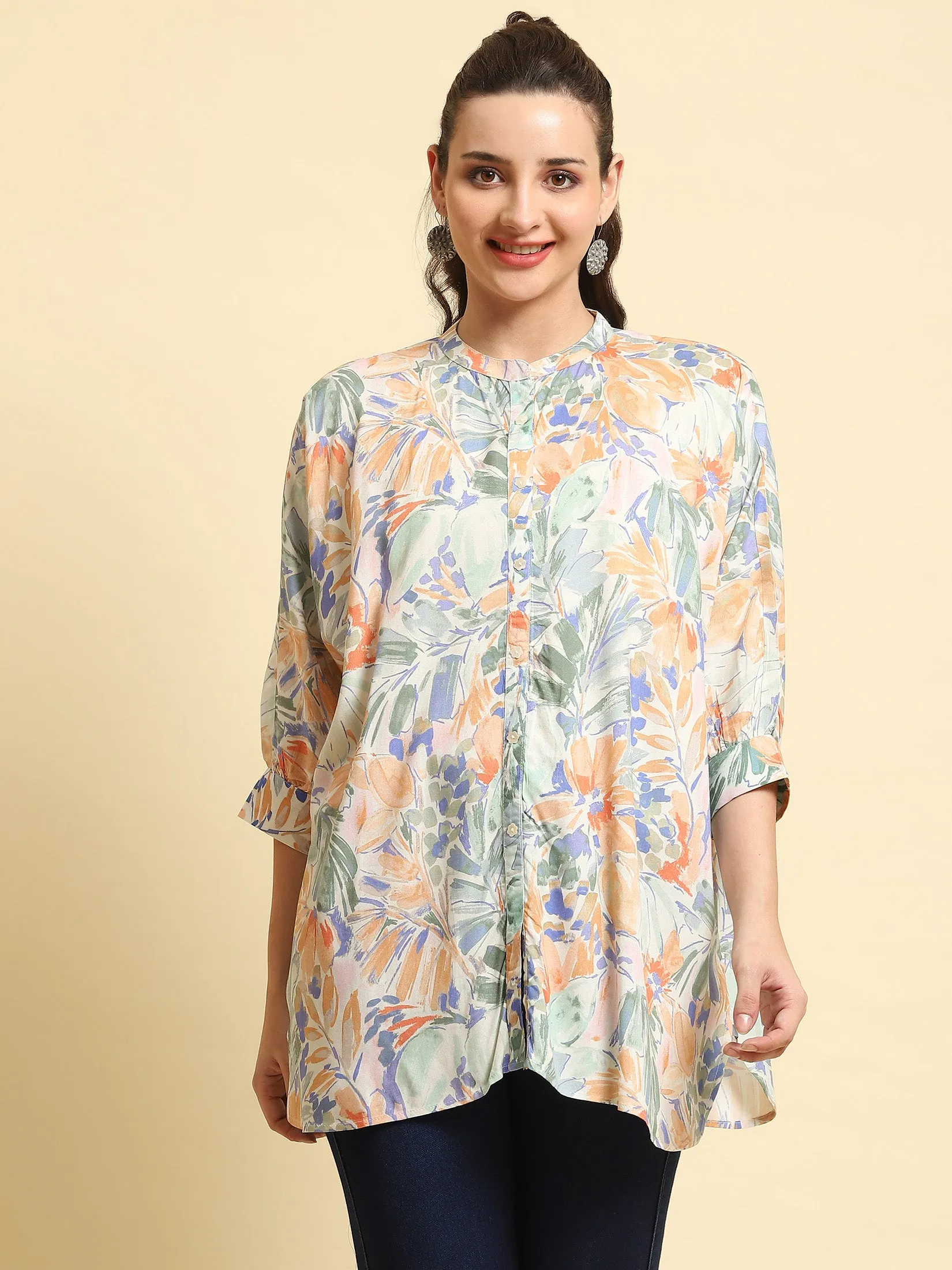 Women Multicolor Abstract Printed Tunic