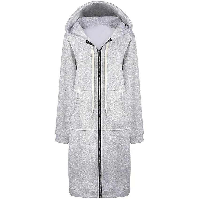 Women's Casual Zip up Hoodies Long Tunic Sweatshirts Jackets Fashion Plus Size Hoodie with Pockets