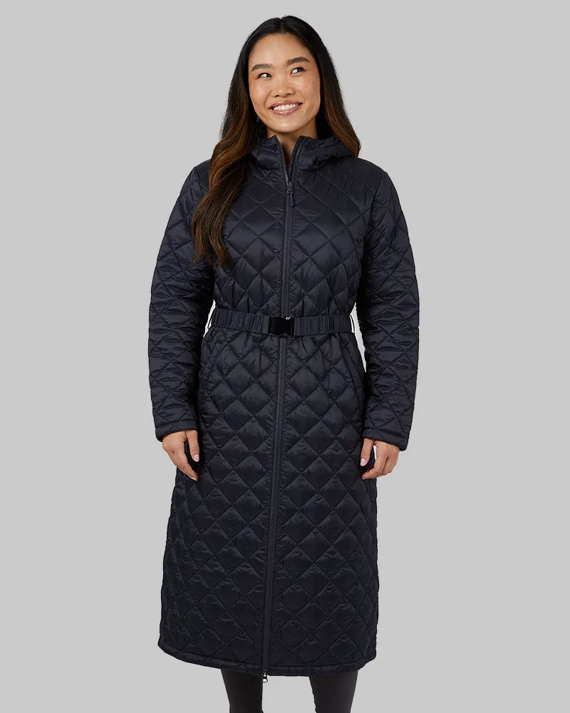 WOMEN'S DIAMOND QUILTED MAXI POLY-FILL COAT