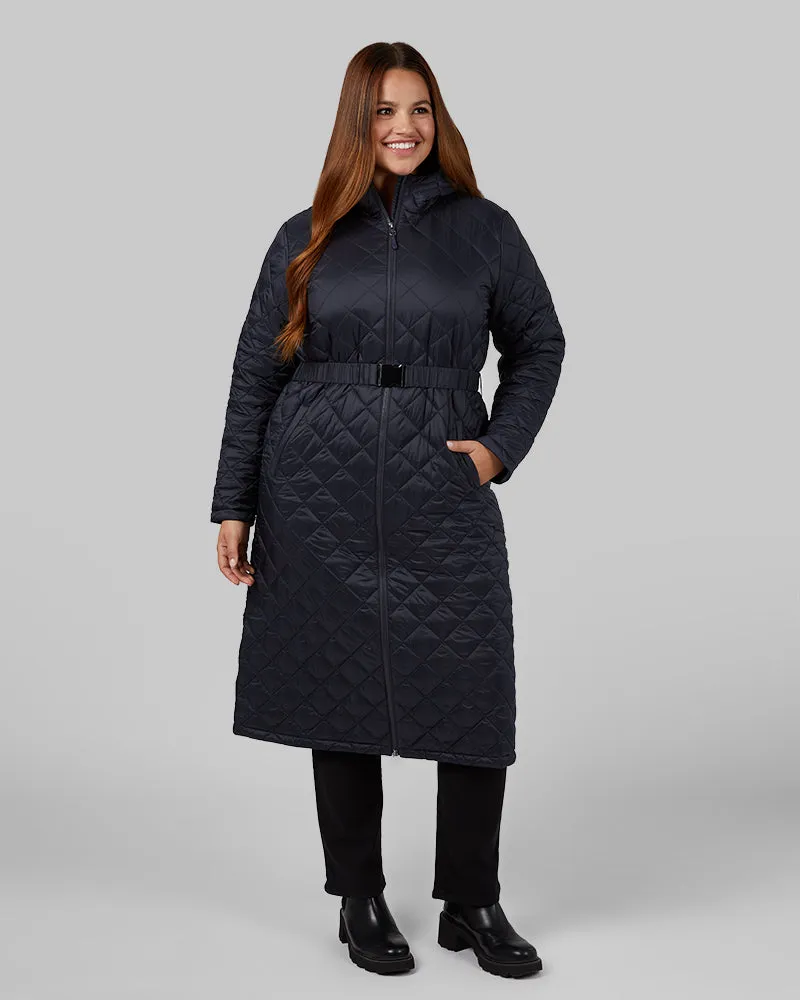 WOMEN'S DIAMOND QUILTED MAXI POLY-FILL COAT