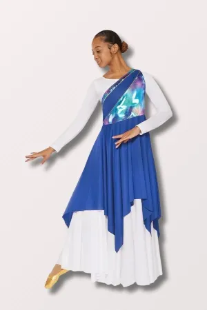 Women's Iridescent Asymmetrical Tunic - Sky/Royal