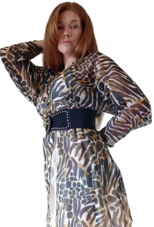 Women's Leopard Print Sheer Dress