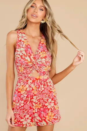 Yola Red Multi Twist Front Romper