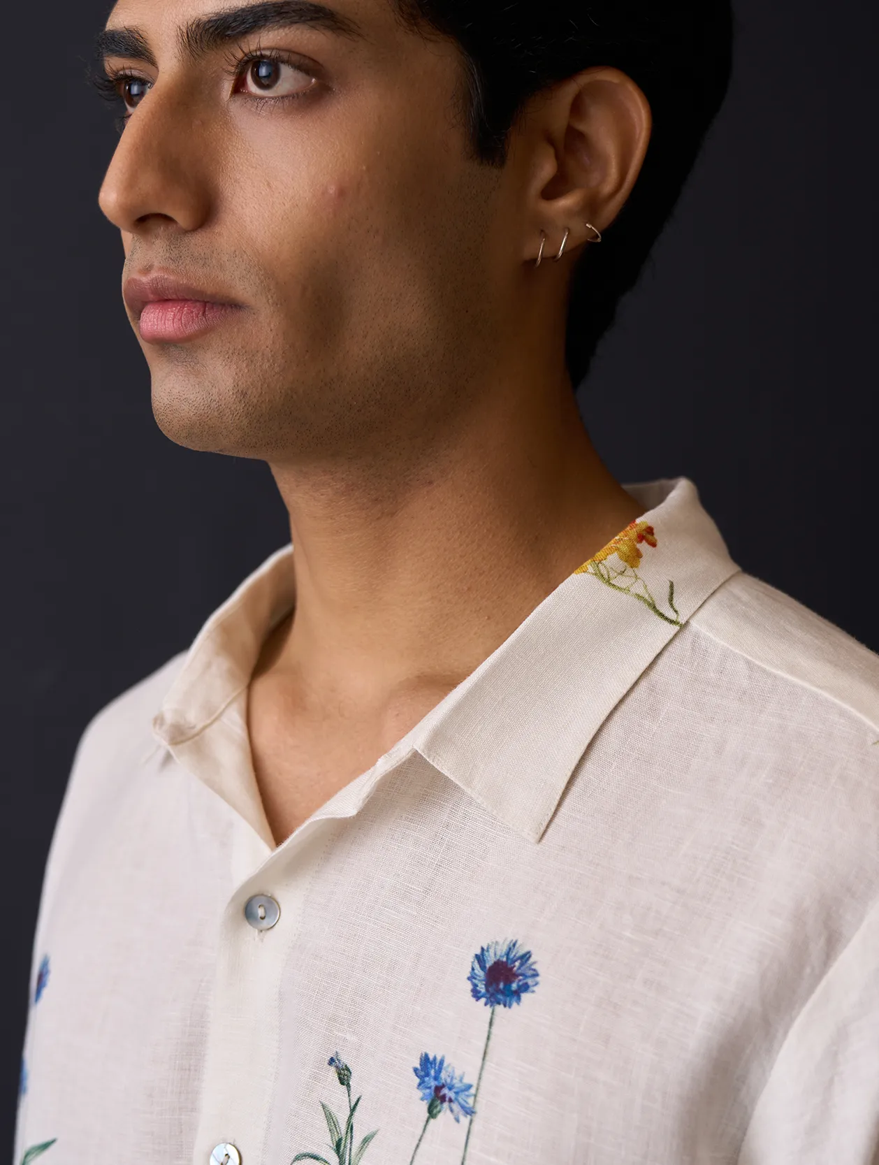 Yori Botanical Linen Shirt - Ivory